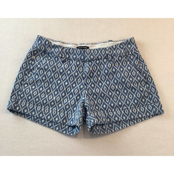 Dear John Pants - Dear John American Classic Shorts Womens Size 30 Blue White Geometric Cuffs
